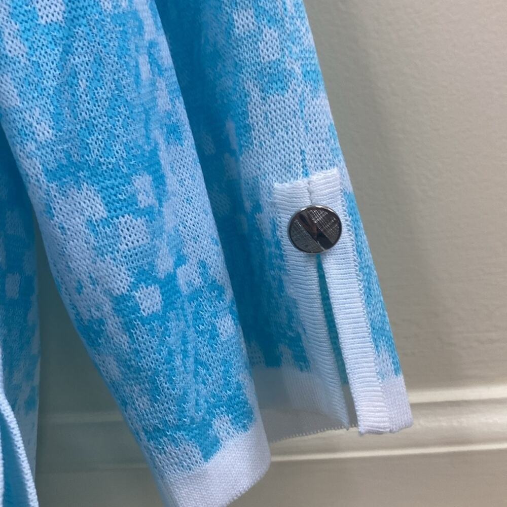 Ming Wang women’s Large NWT Blue and White Geometric Blazer jacket - Picture 6 of 7